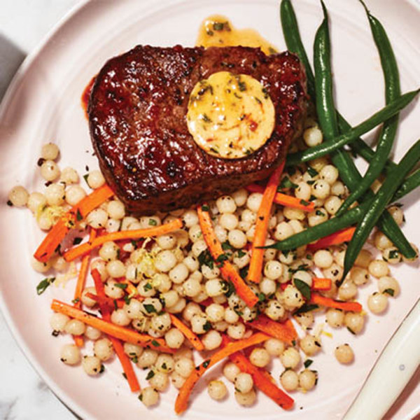 LOCAL BEEF TENDERLOIN WITH CHIVE-PEPPER BUTTER