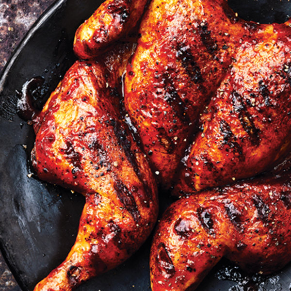 SMOKED MAPLE BOURBON FLATTENED CHICKEN