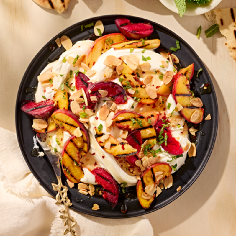 CHILI GINGER STONE FRUIT WITH LABNEH