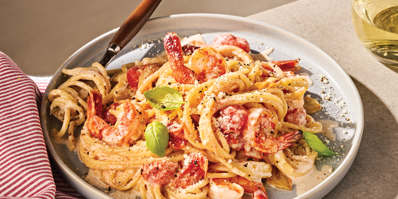 CREAMY CAST IRON SHRIMP PASTA
