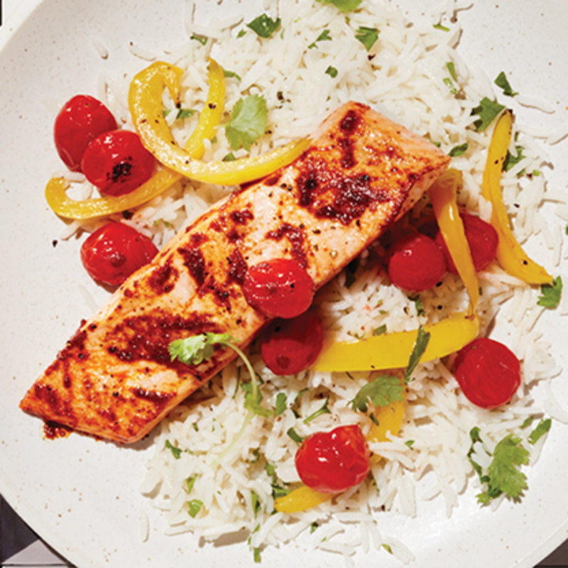 HARISSA SALMON AND BASMATI RICE