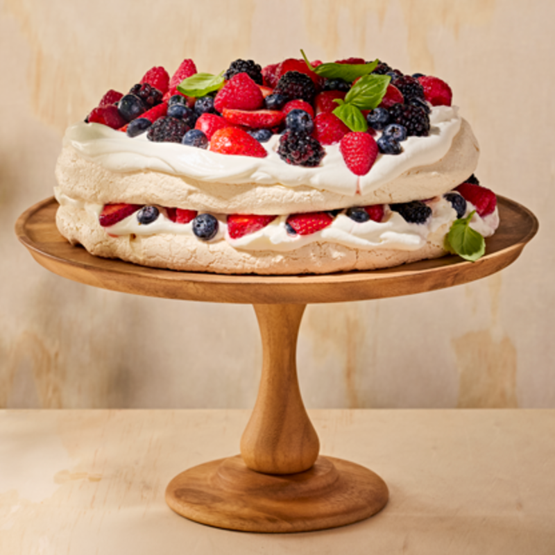 TANGY YOGOURT PAVLOVA WITH SUMMER BERRY COMPOTE